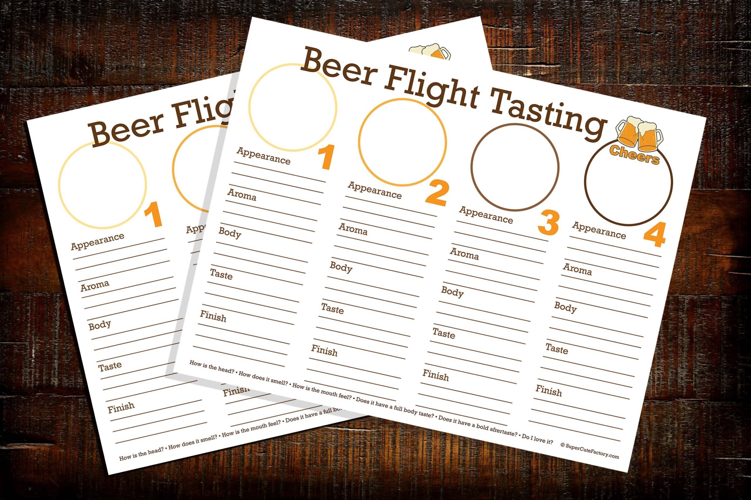 Beer Flight Tasting Downloadable Printable Placemat Sheet Etsy