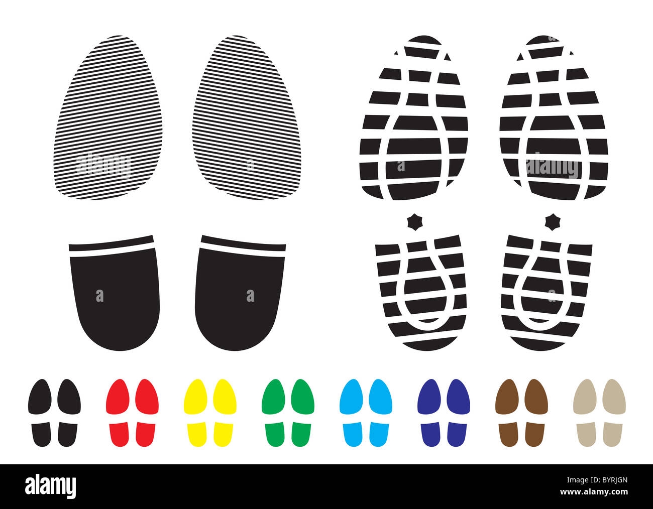 Shoe Print Pattern With Outline And Template Samples Stock Photo Alamy